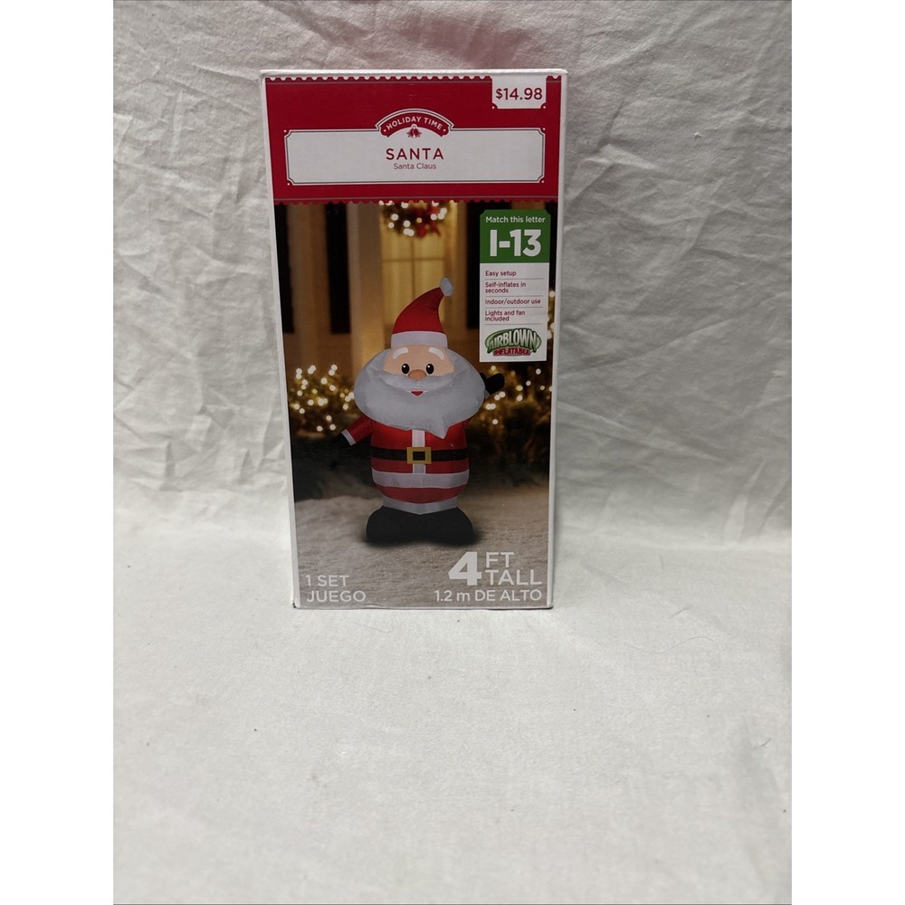Santa Claus Inflatable Self Inflates Indoor/Outdoor‎ Lights Up 4Ft Tall.